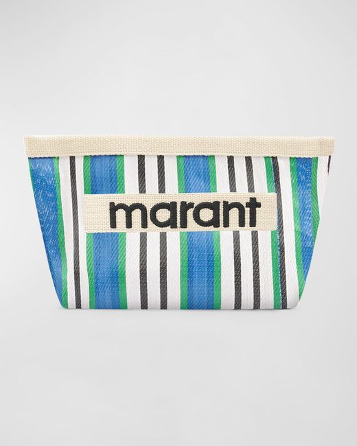 Isabel Marant Blue Powden Striped Canvas Clutch Bag