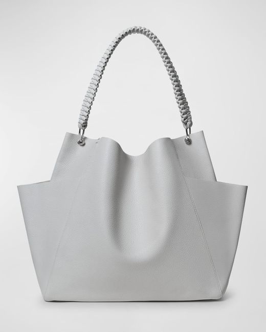 Callista Gray Grained Leather Shoulder Bag