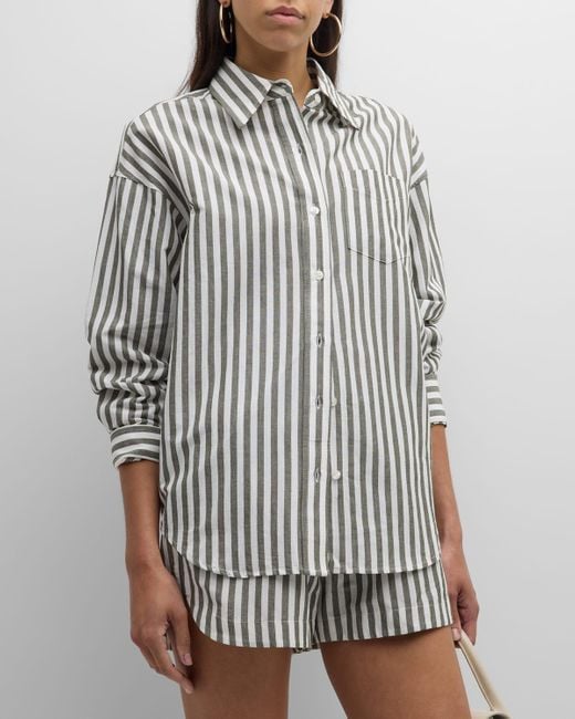La Ligne Multicolor Striped Oversized Button-Front Shirt