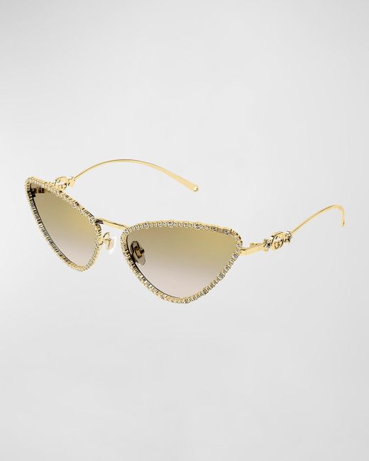 Gucci Metallic GG Star Embellished Metal Cat-eye Sunglasses