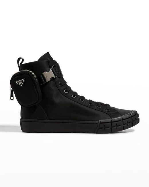 Prada Wheel Cassetta High-top Sneakers in Black for Men | Lyst