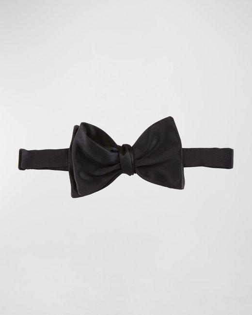 Stefano Ricci Black Self-Tie Satin Bow Tie for men