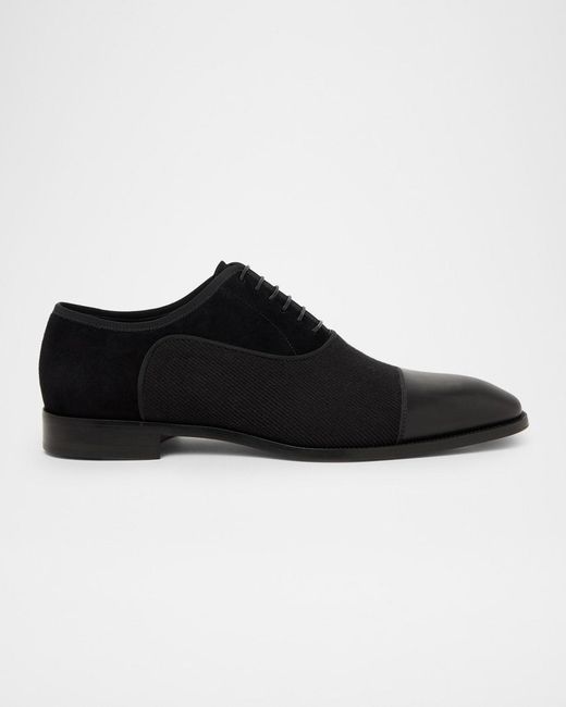 Christian Louboutin Black Greggory Leather & Fabric Oxford Shoes for men