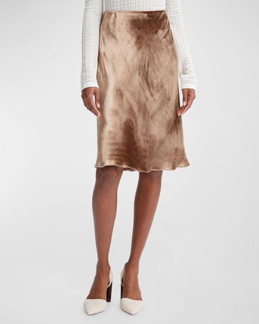 Vince Natural Short Silk-Blend Slip Skirt