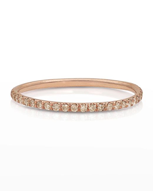 Dominique Cohen White 18k Rose Gold Champagne Diamond Delicate Stacking Ring, Size 7