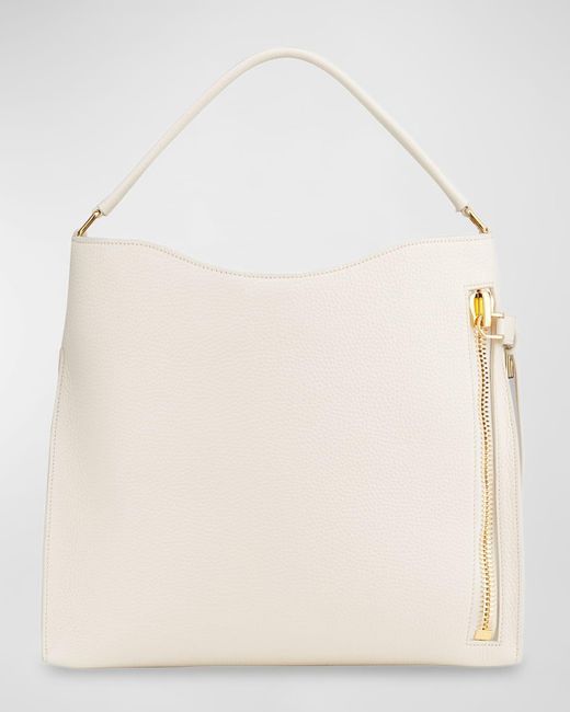 Tom Ford Natural Alix Hobo Small In Grained Leather
