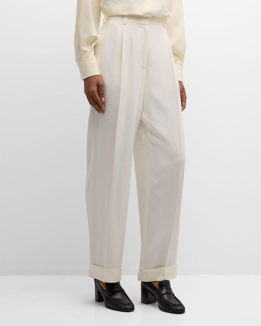 The Row Natural Tor Pleated Wide-Leg Pants