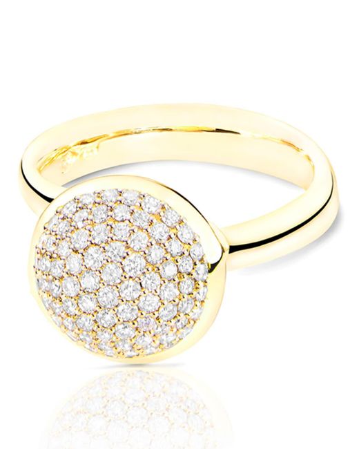 Tamara Comolli Metallic Bouton 18k Yellow Gold Pave Diamond Dome Ring, Size 7