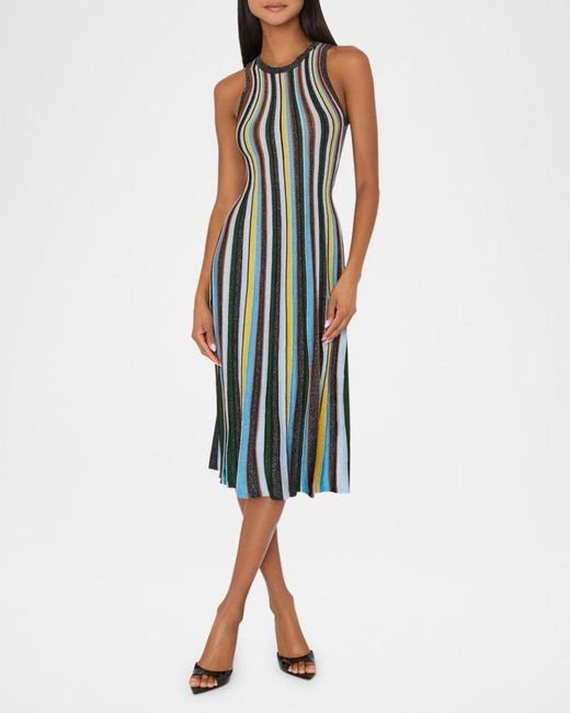 milly striped knit dress Shimmer Midi in Blue 12061639-HJ3