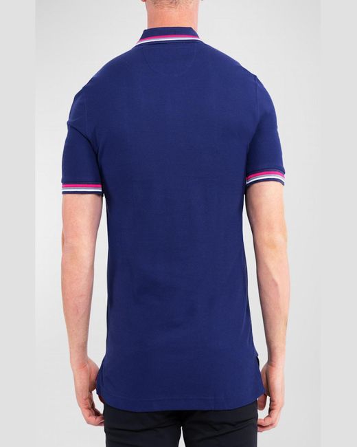 Maceoo Blue Mozart Tipped Polo Shirt for men