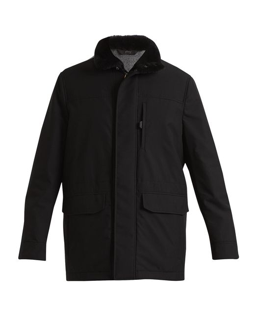Brioni Black Apos;S Shearling Collar Field Jacket for men