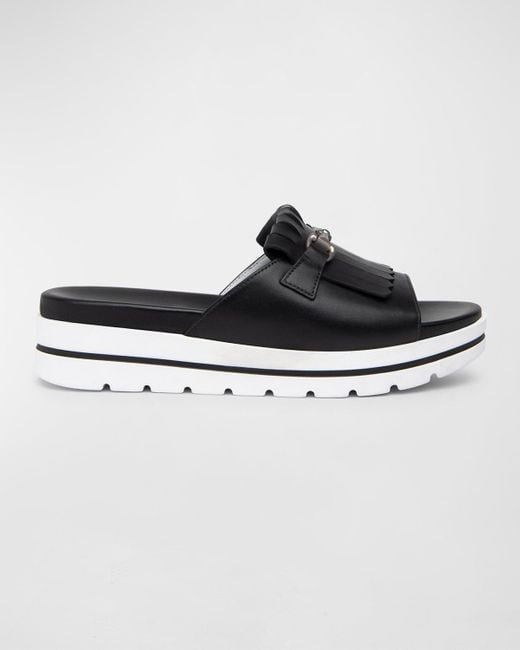 Nero Giardini White Kiltie Slip-on Sandals