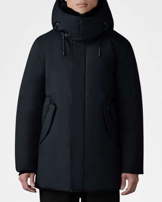 Mackage Blue Mid-Length Jacket with Shearling for men