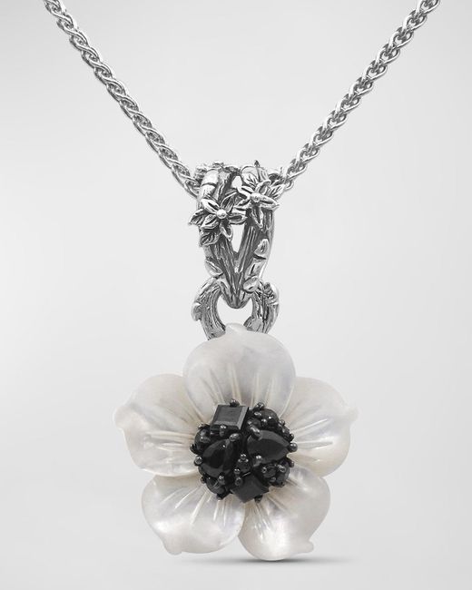 Stephen Dweck White Mother-of-pearl And Black Spinel Flower Pendant