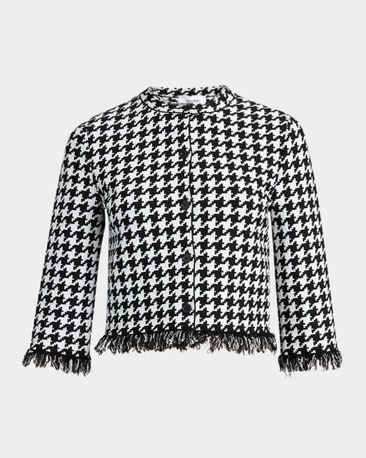 Alexander McQueen Black Houndstooth Fringe Knit Cardigan
