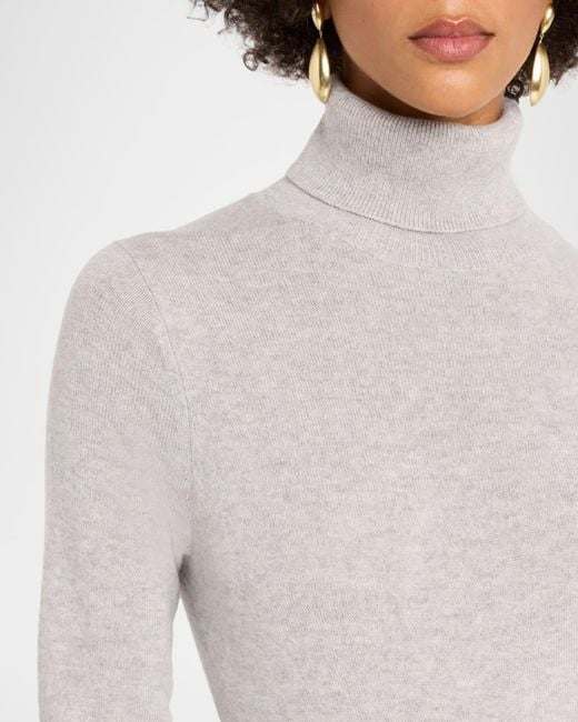 Neiman Marcus White Cashmere Basic Turtleneck Top