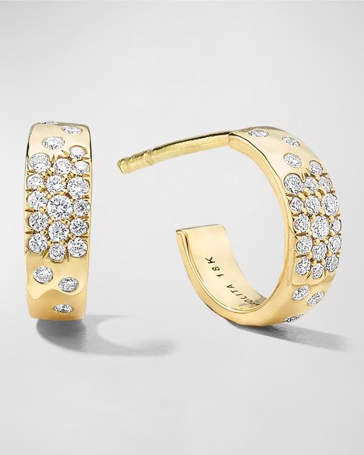 Ippolita Metallic Huggie Hoop Earrings In 18k Gold With Diamonds