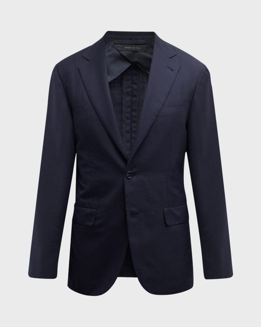 Brioni Blue Apos;S Solid Wool-Silk Blazer for men