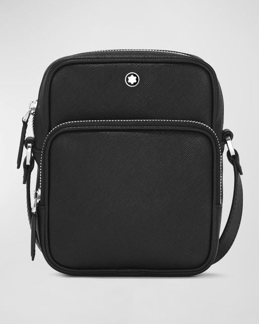 Montblanc Black Sartorial Nano Saffiano Leather Messenger Bag for men