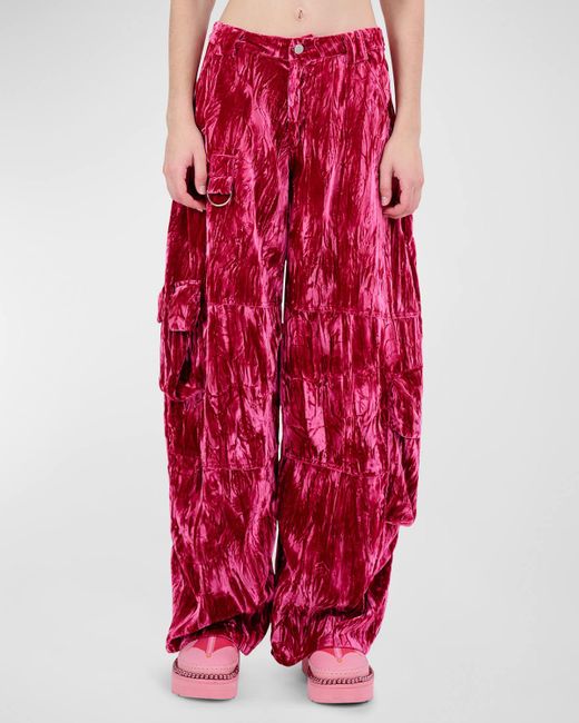 Collina Strada Red Lawn Printed Baggy Cargo Pants