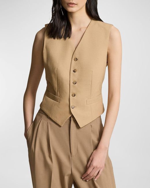 Polo Ralph Lauren Natural Pauline Button-down Cotton-wool Vest