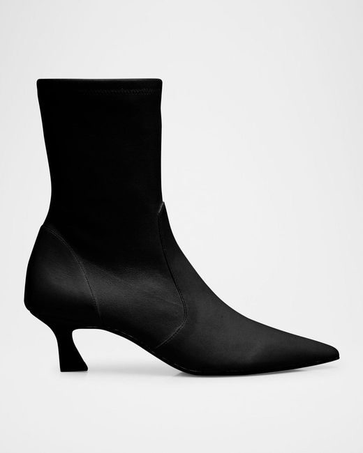 Stuart Weitzman Black 50Mm Vinnie Stretch Leather Booties