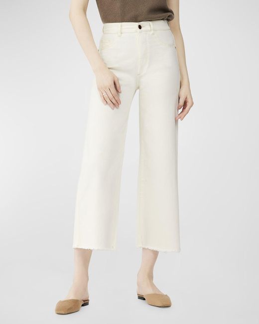 DL1961 White Hepburn High-rise Vintage Ankle Wide-leg Jeans