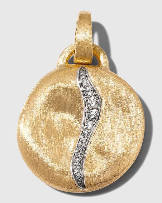 Marco Bicego Metallic 18k Jaipur Yellow And White Gold Large Pendant With Diamond Pave Accent