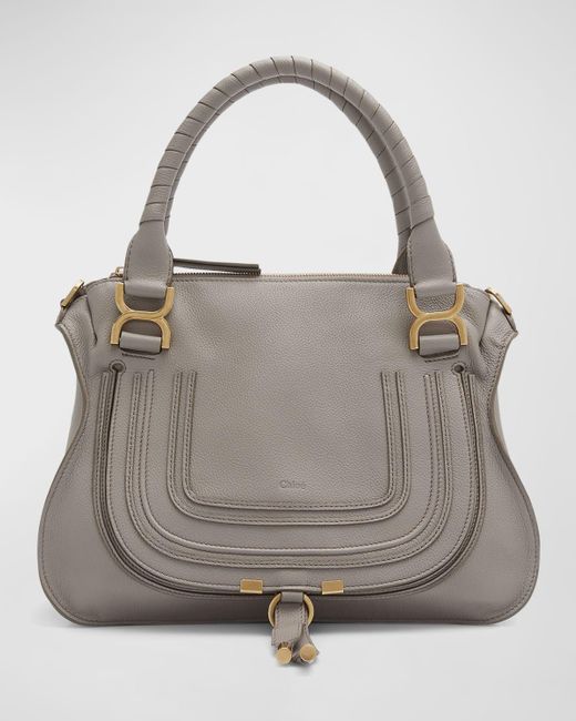 Chloé Multicolor Marcie Medium Double Carry Satchel Bag In Grained Leather
