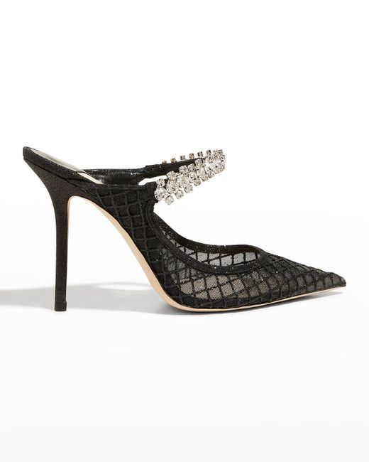 Jimmy Choo Bing Glitter Crystal-strap Mules in Black | Lyst