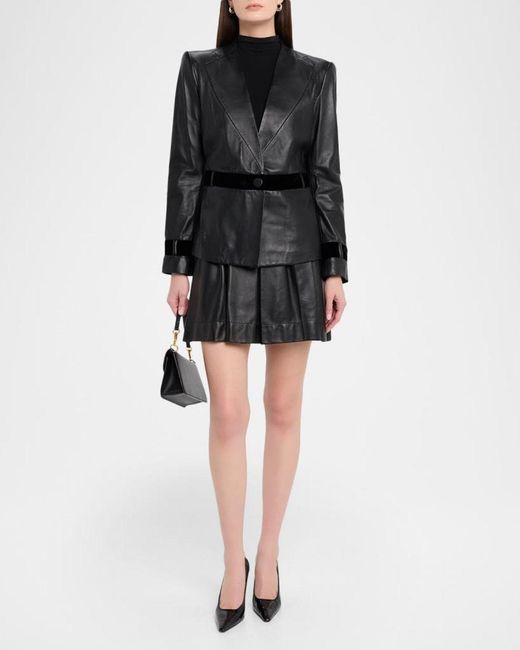 Emporio Armani Black Single-Button Leather Jacket
