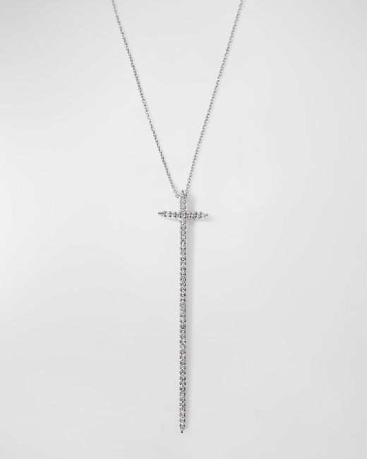 Roberto Coin 16-18" White Gold Elongated Cross Pendant Necklace