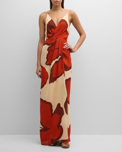 Johanna Ortiz Red Swatches Of Hope Twisted Sleeveless Maxi Dress