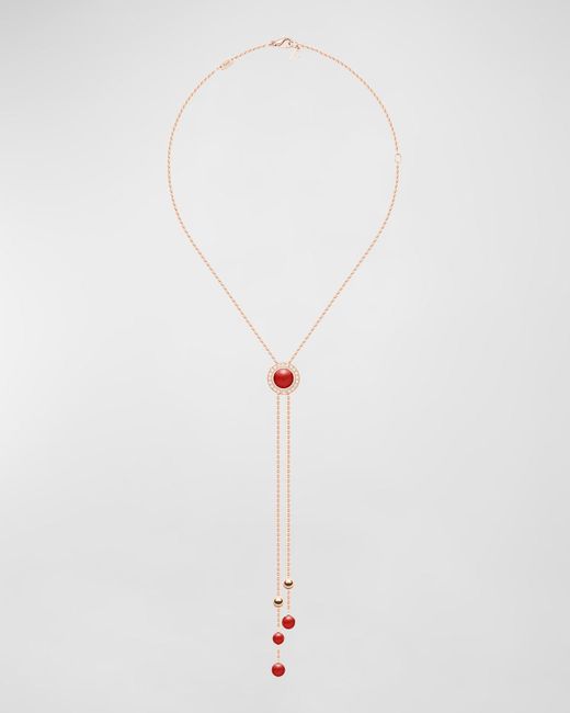 Piaget White Possesion 18k Rose Gold Carnelian Pendant Necklace