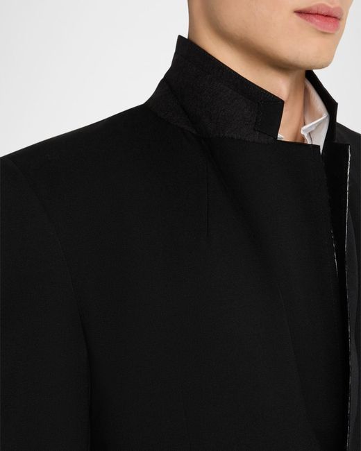 Givenchy Black Fitted Wool Raw-Edge Two-Button Blazer for men