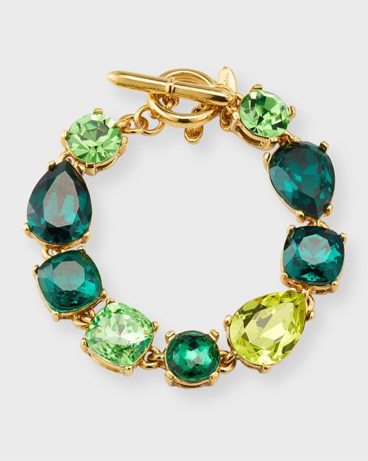 Oscar de la Renta Green Gallery Mixed-Cut Crystal Bracelet