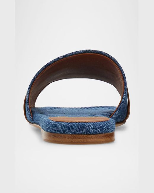 Ferragamo Blue Leah Gancini Bit Slide Sandals
