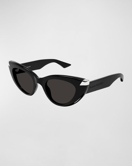 Alexander McQueen Black Sleek Acetate Cat-eye Sunglasses