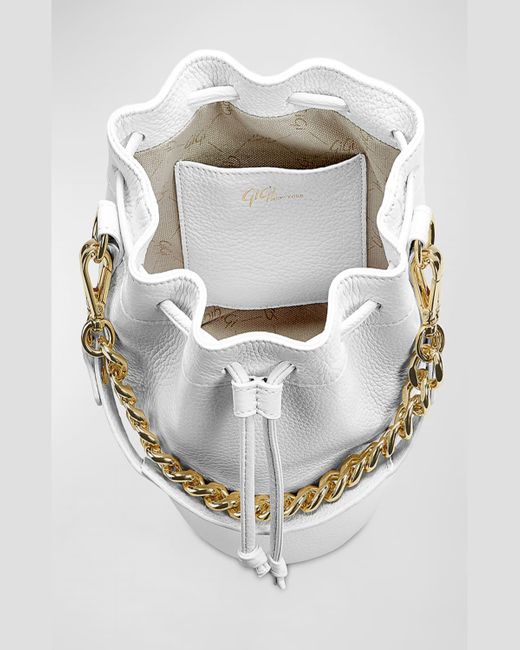 Gigi New York White Brooklyn Drawstring Leather Bucket Bag