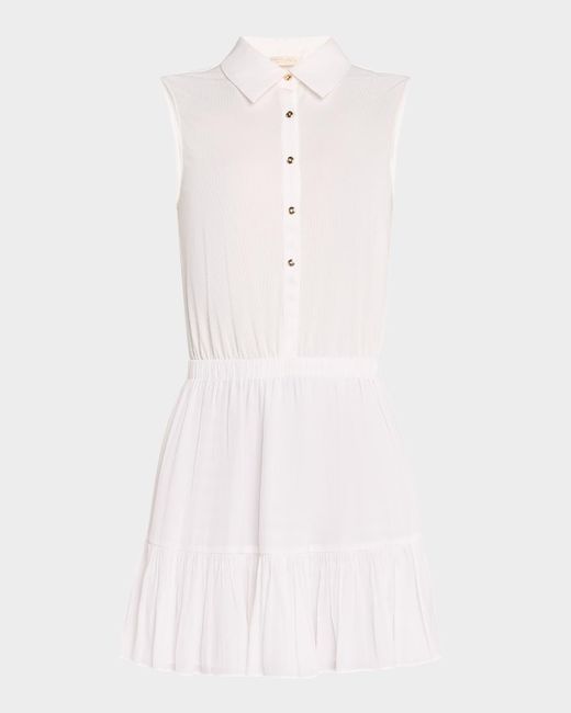Ramy Brook White Odette Sleeveless Button-Front Mini Dress