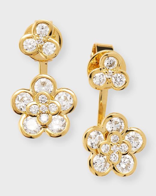 Lisa Nik Metallic 18k Yellow Gold Cluster Diamond Flower Earring Jackets