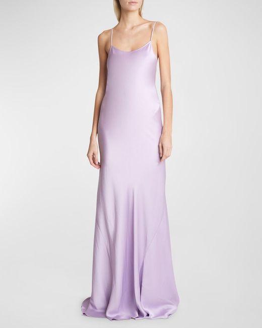 Victoria Beckham Purple Backless Maxi Cami Slip Dress
