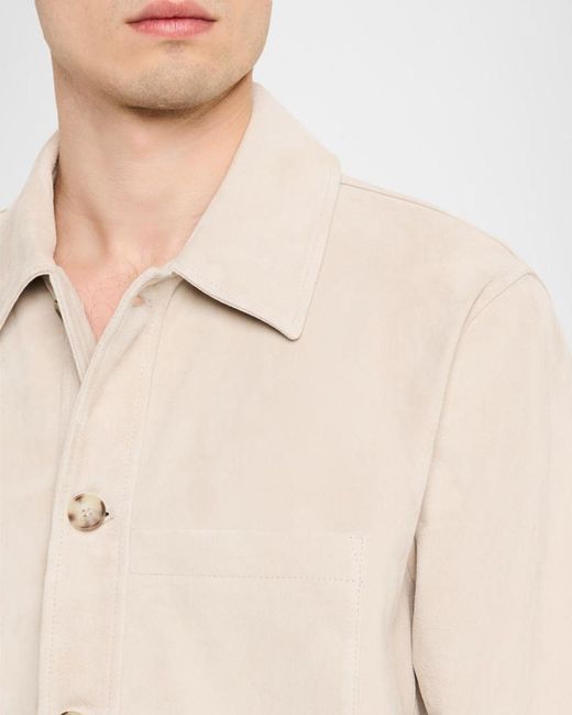 Vince Natural Apos;S Suede Patch-Pocket Shirt Jacket for men