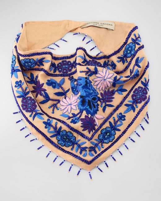 Mignonne Gavigan Blue Nabil Embroidered Scarf Necklace