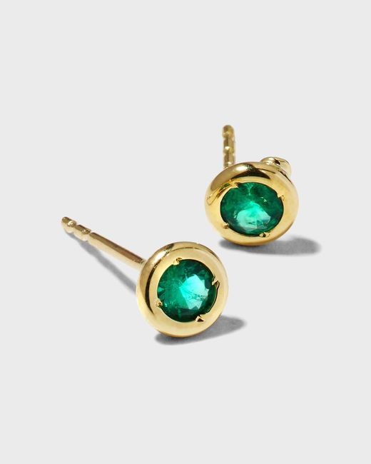 Roberto Coin White Yellow Gold Emerald Tiny Stud Earrings