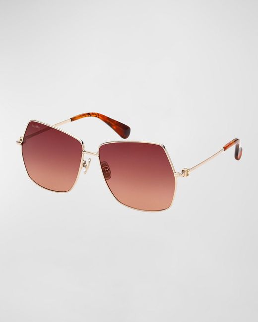 Max Mara Pink Jewel Square Metal Sunglasses