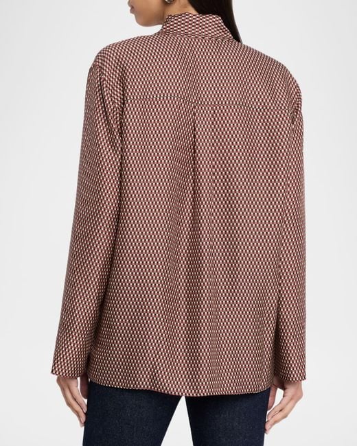Joseph Brown Adele Geometric-Print Tie-Neck Blouse