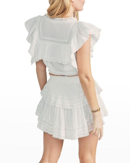 LoveShackFancy Natural Ruffle Mini Skirt