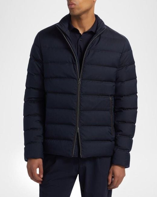 Herno Blue Apos;S Wool Blend Puffer Jacket for men