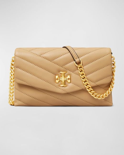 Tory Burch Kira Chevron-quilted Leather Crossbody Bag in Natural